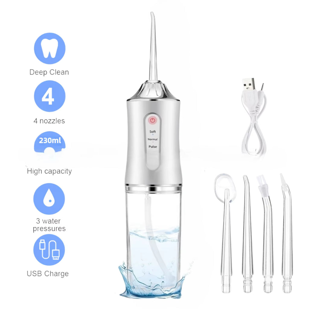 Oral Irrigator Portable Teeth Irrigator USB Rechargeable Waterproof Teeth Scrubber 3 Modes Clean Teeth Suitable Children Adults