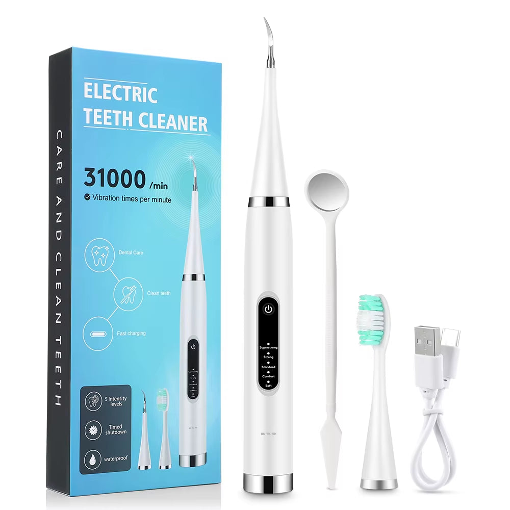 Electric Toothbrush Dental Calculus Scaler 5 Modes Oral Teeth Tartar Remover Plaque Stains Removal Teeth Cleaner Teeth Whitening
